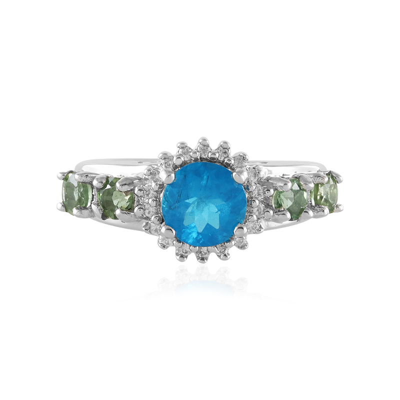 Neonblauer Apatit-Silberring