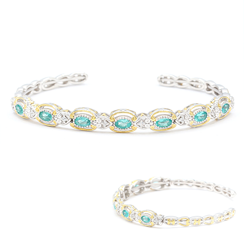 Grüner Fluorapatit-Silberarmreif (Gems en Vogue)