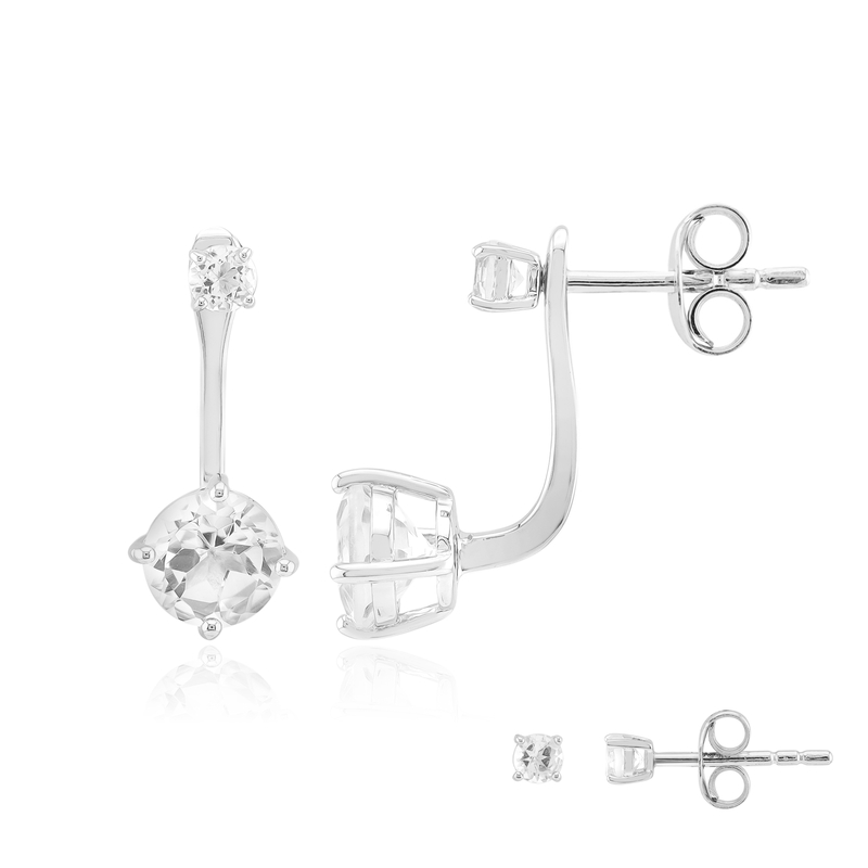 Weißer Topas-Silberohrringe