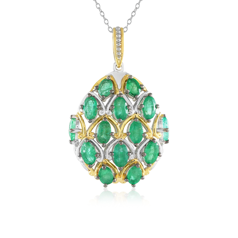 Sambia-Smaragd-Silberhalskette (Gems en Vogue)