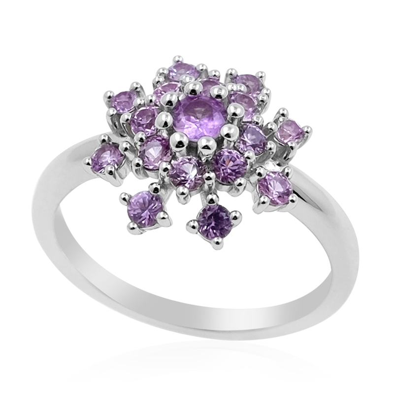 Purpurfarbener Ceylon-Saphir-Silberring - Farbe: Lila