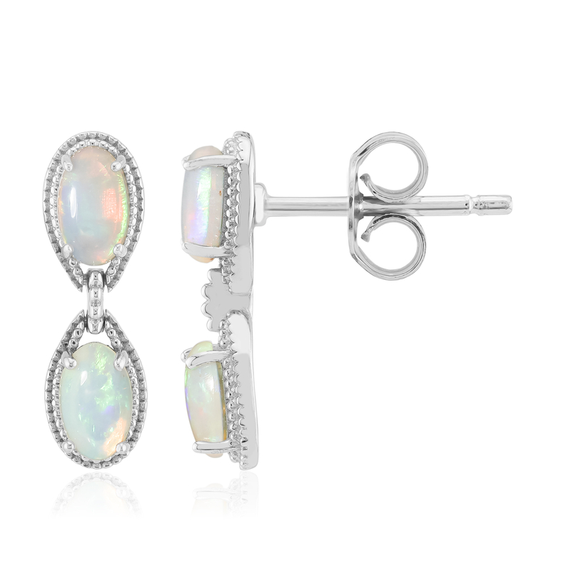 Australischer Opal-Silberohrringe