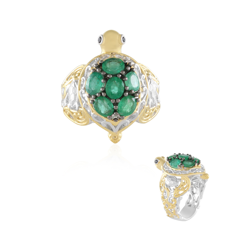 Sambia-Smaragd-Silberring (Gems en Vogue)