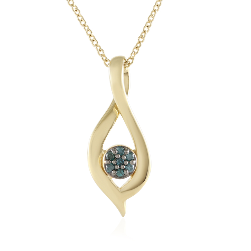 Blauer I2 Brillant-Silberhalskette