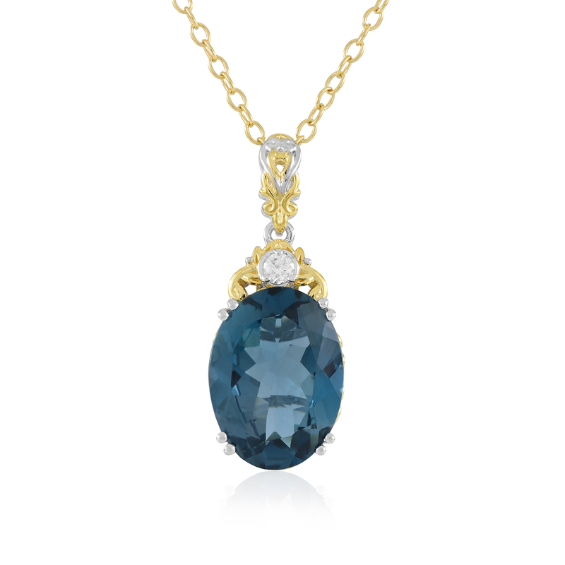 Londonblauer Topas-Silberhalskette (Gems en Vogue)