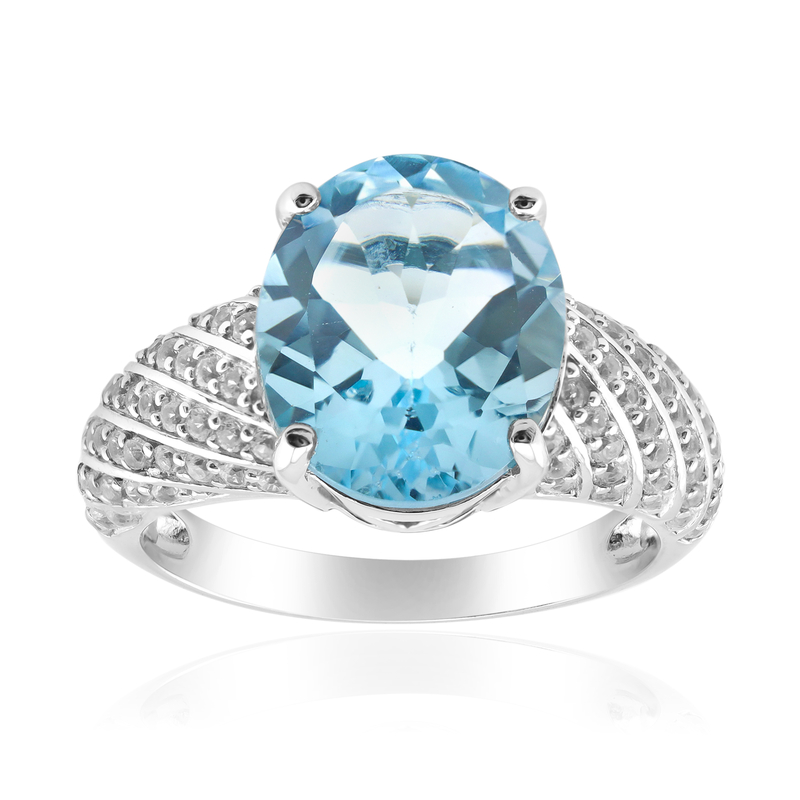 Himmelblauer Topas-Silberring Himmelblauer Topas-Silberring