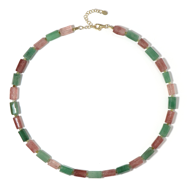 Erdbeer-Quarz-Silberhalskette