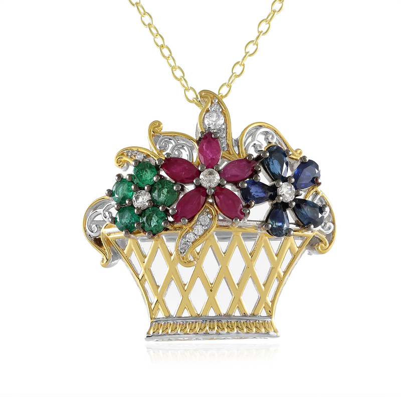 Blauer Saphir-Silberhalskette (Gems en Vogue) Blauer Saphir-Silberhalskette (Gems en Vogue)