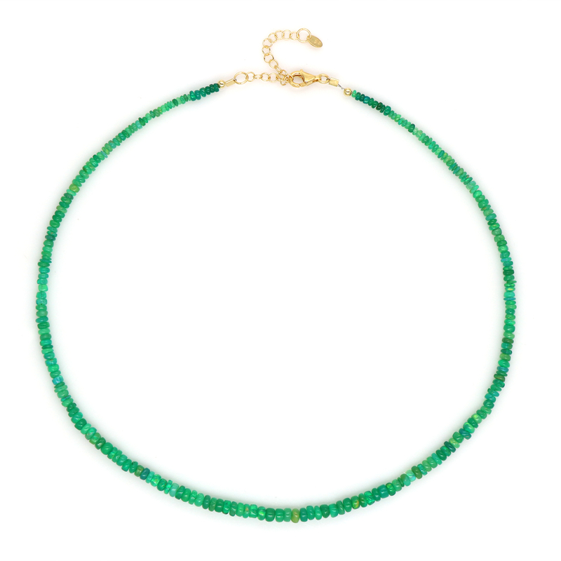 Äthiopischer Grüner Opal-Silberhalskette