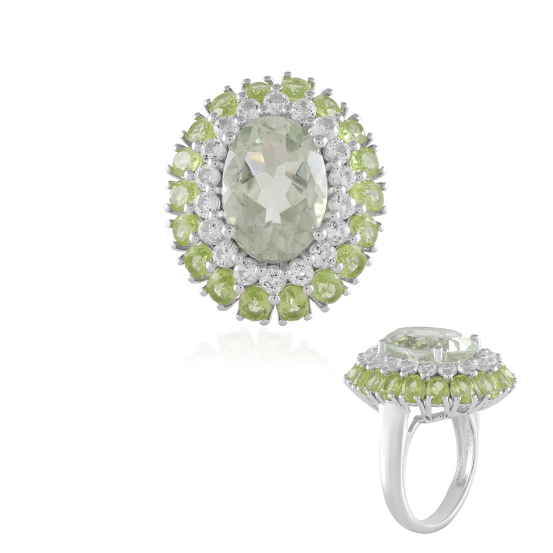 Grüner Amethyst-Silberring