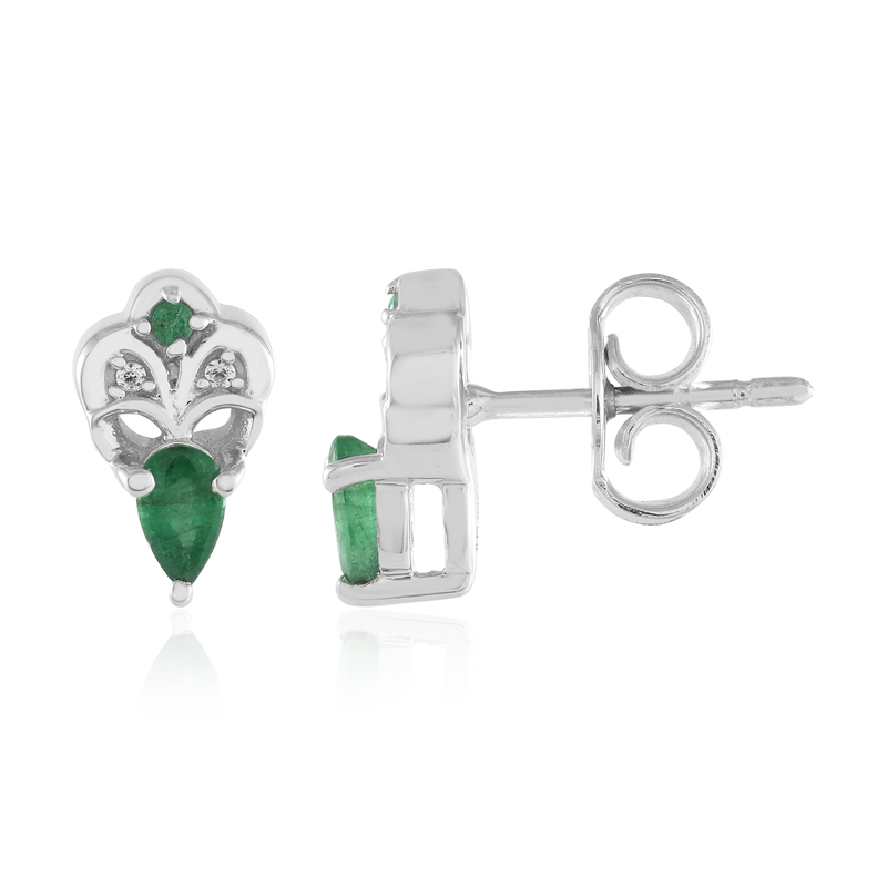 Sambia-Smaragd-Silberohrringe