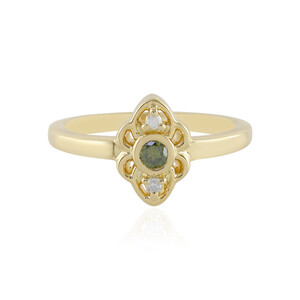 I3 Green Diamond Silver Ring 1046LC