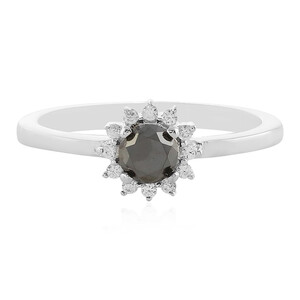 Zilveren ring met een zwarte diamant 1745KV