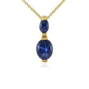 Blue Star Sapphire Silver Necklace 1933XD