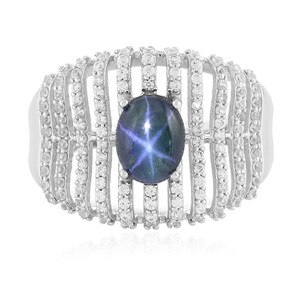 Blauer Stern-Saphir-Silberring 2429AP