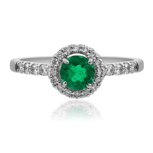Platinaen ring met een AAA Zambia smaragd (CIRARI) 3154UJ