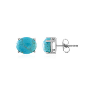 Boucles d'oreilles en argent et Turquoise bleue de Mohavie 3314TR