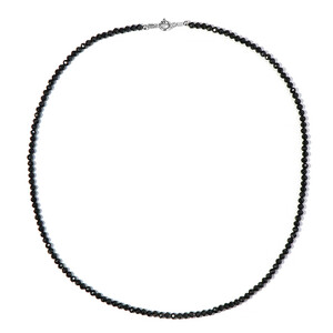 Black Spinel Silver Necklace 3316WW