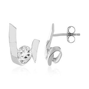 Zilveren oorbellen met witte topaasstenen 3406VP