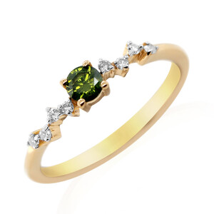 I2 Green Diamond Silver Ring 3577YK