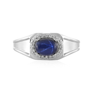 Blue Star Sapphire Silver Ring 3646SH