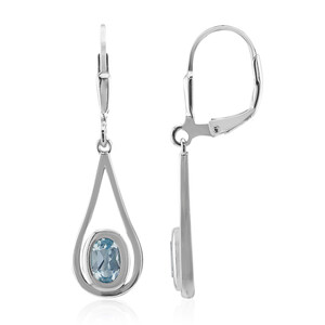 Zilveren oorbellen met hemel-blauwe topaasstenen 3703OW