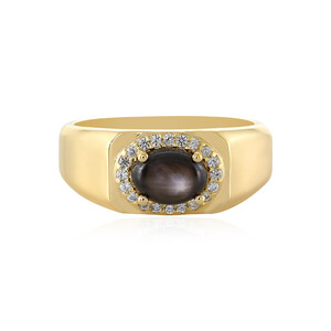 Zilveren ring met een zwarte ster saffier 4058FF
