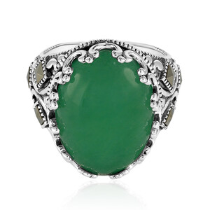 Zilveren ring met een groene agaat (Annette classic) 4319SZ