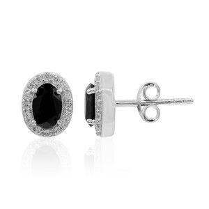 Black Spinel Silver Earrings 4694YU