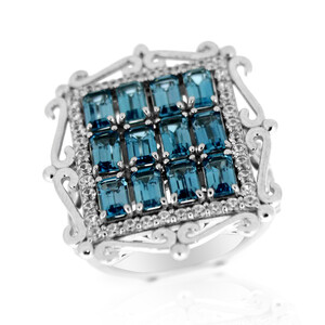 Zilveren ring met Londen-blauwe topaasstenen (Dallas Prince Designs) 4817SP