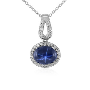 Blue Star Sapphire Silver Necklace 5125NW