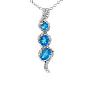 Neon Blue Apatite Silver Necklace 5254MJ