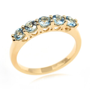 Gouden ring met Ofiki Aquamarijnen 5398YG
