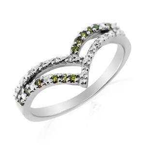 Zilveren ring met I2 Groene Diamanten 5628LQ