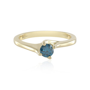 Gouden ring met een blauwe SI1 diamant 5852HM