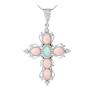 Zilveren halsketting met roze opalen (Dallas Prince Designs) 6181OI