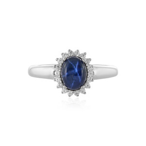 Blue Star Sapphire Silver Ring 6842DR