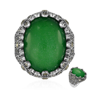 Zilveren ring met een groene agaat (Annette classic) 6917TD
