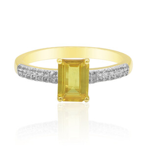 Gouden ring met een Ban Ka Cha gele Saffier 7037MG