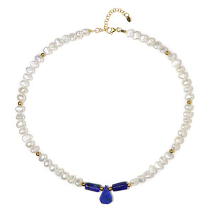 Zilveren halsketting met een lapis lazuli 7061XB