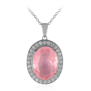 Pink Pastel Quartz Silver Necklace 7119OM