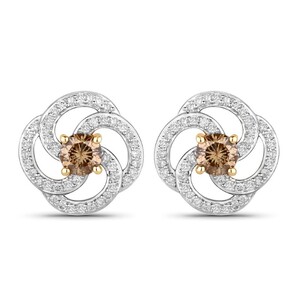 Gouden oorbellen met I2 Bruine Diamanten (SUHANA)