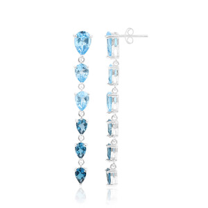 Zilveren oorbellen met Zwitsers-blauwe topaasstenen 7352LG