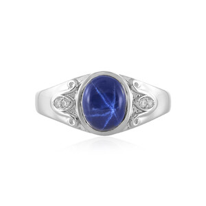 Blue Star Sapphire Silver Ring 7608HB