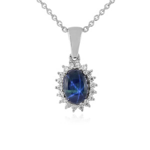 Blue Star Sapphire Silver Necklace 7637MI