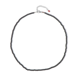 Zilveren halsketting met Zwarte Hematieten 7716RW