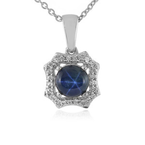 Blue Star Sapphire Silver Necklace 8171BP