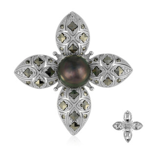 Zilveren broche met een Tahiti parel (Annette classic) 8421KT