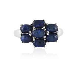 Blue Star Sapphire Silver Ring 8449EC