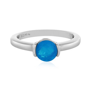 Äthiopischer Blauer Opal-Silberring 8637XH